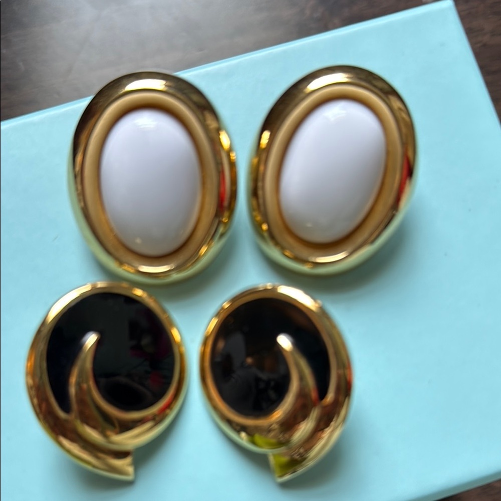 Monet Gold and Black clip on Earrings Collection - Picture 4 of 4